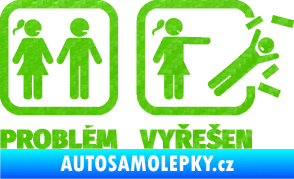Samolepka Problém? Vyřešen 002 3D karbon zelený kawasaki