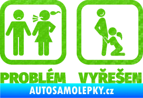 Samolepka Problém? Vyřešen 003 3D karbon zelený kawasaki