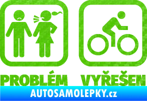 Samolepka Problém? Vyřešen 004 3D karbon zelený kawasaki