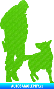 Samolepka Psovod 003 pravá 3D karbon zelený kawasaki
