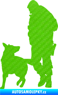 Samolepka Psovod 003 levá 3D karbon zelený kawasaki