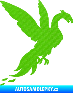 Samolepka Pták Fénix 001 pravá 3D karbon zelený kawasaki