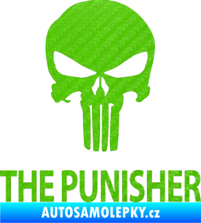 Samolepka Punisher 002 s nápisem 3D karbon zelený kawasaki