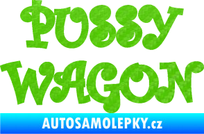 Samolepka Pussy wagon nápis  3D karbon zelený kawasaki