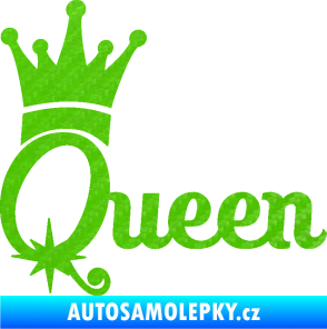 Samolepka Queen 002 s korunkou 3D karbon zelený kawasaki