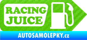 Samolepka Racing juice symbol tankování 3D karbon zelený kawasaki