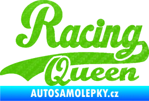 Samolepka Racing Queen nápis 3D karbon zelený kawasaki