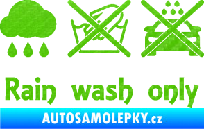 Samolepka Rain wash only nápis  3D karbon zelený kawasaki