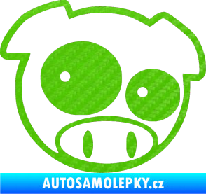 Samolepka Rally pig 001 pravá 3D karbon zelený kawasaki