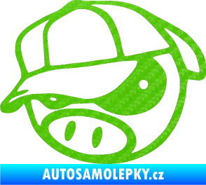 Samolepka Rally pig 003 levá 3D karbon zelený kawasaki