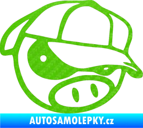 Samolepka Rally pig 003 pravá 3D karbon zelený kawasaki