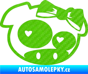 Samolepka Rally pig girl pravá 3D karbon zelený kawasaki