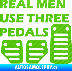 Samolepka Real men use three pedals 3D karbon zelený kawasaki