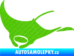 Samolepka Rejnok 003  levá manta 3D karbon zelený kawasaki
