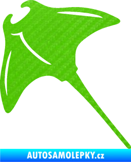 Samolepka Rejnok 004  levá manta 3D karbon zelený kawasaki
