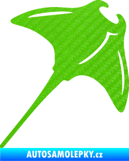 Samolepka Rejnok 004  pravá manta 3D karbon zelený kawasaki