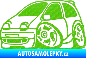 Samolepka Renault Twingo karikatura levá 3D karbon zelený kawasaki