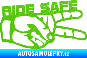 Samolepka Ride Safe nápis pravá motorkář 3D karbon zelený kawasaki