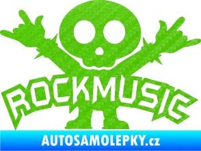Samolepka Rock music fanda 3D karbon zelený kawasaki