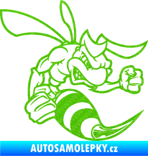 Samolepka Rozzuřená vosa 003 pravá 3D karbon zelený kawasaki