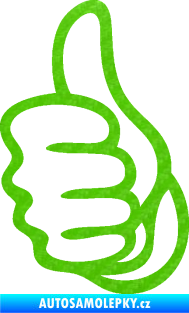 Samolepka Ruka 001 levá palec nahoru 3D karbon zelený kawasaki