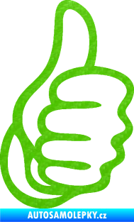 Samolepka Ruka 001 pravá palec nahoru 3D karbon zelený kawasaki