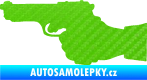 Samolepka Ruka s pistolí 001 levá ruce vzhůru 3D karbon zelený kawasaki