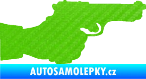 Samolepka Ruka s pistolí 001 pravá ruce vzhůru 3D karbon zelený kawasaki