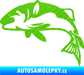 Samolepka Ryba 010 levá 3D karbon zelený kawasaki