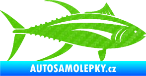 Samolepka Ryba 013 pravá tuňák 3D karbon zelený kawasaki