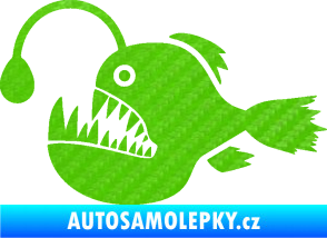 Samolepka Ryba 022 levá mořský ďas s lampičkou 3D karbon zelený kawasaki