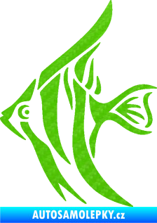 Samolepka Ryba 024  levá akvarijní skalára 3D karbon zelený kawasaki