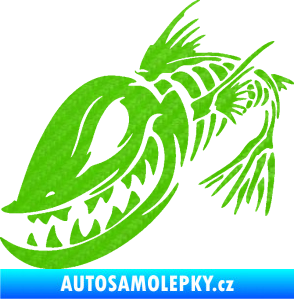 Samolepka Ryba kostra 001 levá 3D karbon zelený kawasaki