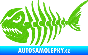 Samolepka Ryba kostra 004 levá 3D karbon zelený kawasaki