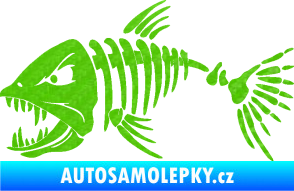 Samolepka Ryba kostra 005 levá 3D karbon zelený kawasaki