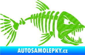 Samolepka Ryba kostra 005 pravá 3D karbon zelený kawasaki