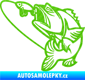 Samolepka Ryba s návnadou 009 levá 3D karbon zelený kawasaki