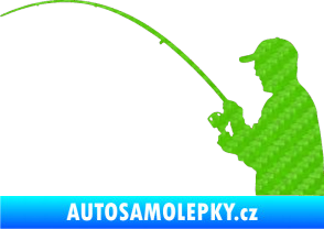 Samolepka Rybář 001 levá 3D karbon zelený kawasaki