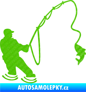 Samolepka Rybář 018 pravá 3D karbon zelený kawasaki