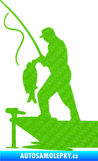 Samolepka Rybář 021 levá s prutem 3D karbon zelený kawasaki