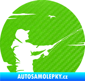 Samolepka Rybář 022 pravá 3D karbon zelený kawasaki