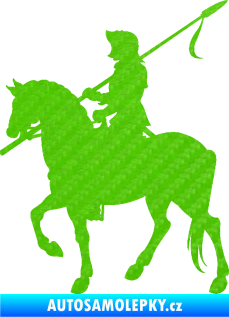 Samolepka Rytíř na koni levá 3D karbon zelený kawasaki