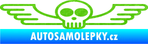 Samolepka Samolepka na zadní sklo 001 lebka s křídly 3D karbon zelený kawasaki