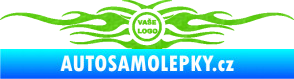 Samolepka Samolepka na zadní sklo plameny se znakem 3D karbon zelený kawasaki