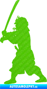 Samolepka Samuraj 001 levá 3D karbon zelený kawasaki