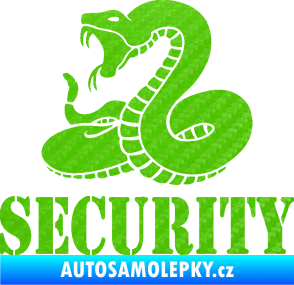 Samolepka Security hlídáno - levá had 3D karbon zelený kawasaki