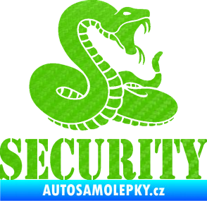 Samolepka Security hlídáno - pravá had 3D karbon zelený kawasaki