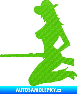 Samolepka Sexy country girl levá 3D karbon zelený kawasaki