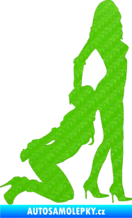 Samolepka Sexy siluety 017 3D karbon zelený kawasaki