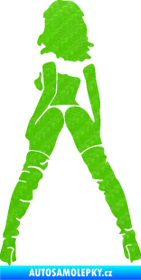 Samolepka Sexy žena a vysoké kozačky levá 3D karbon zelený kawasaki